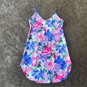 Floral vintage mini slip dress honors intimates